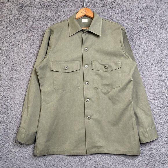 US Military Shirt Mens 15.5 Green Utility Dura Press OG 507 Combat Vintage USGI - Picture 13 of 15
